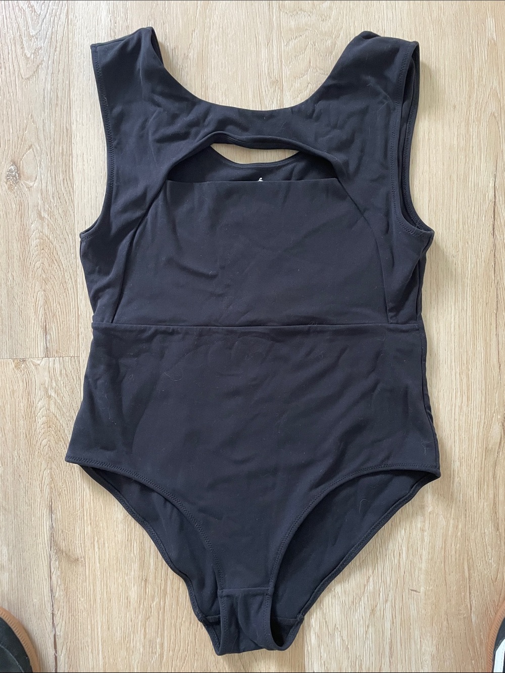 FP Movement by Free People Black Cutout Scoop-Back Bodysuit